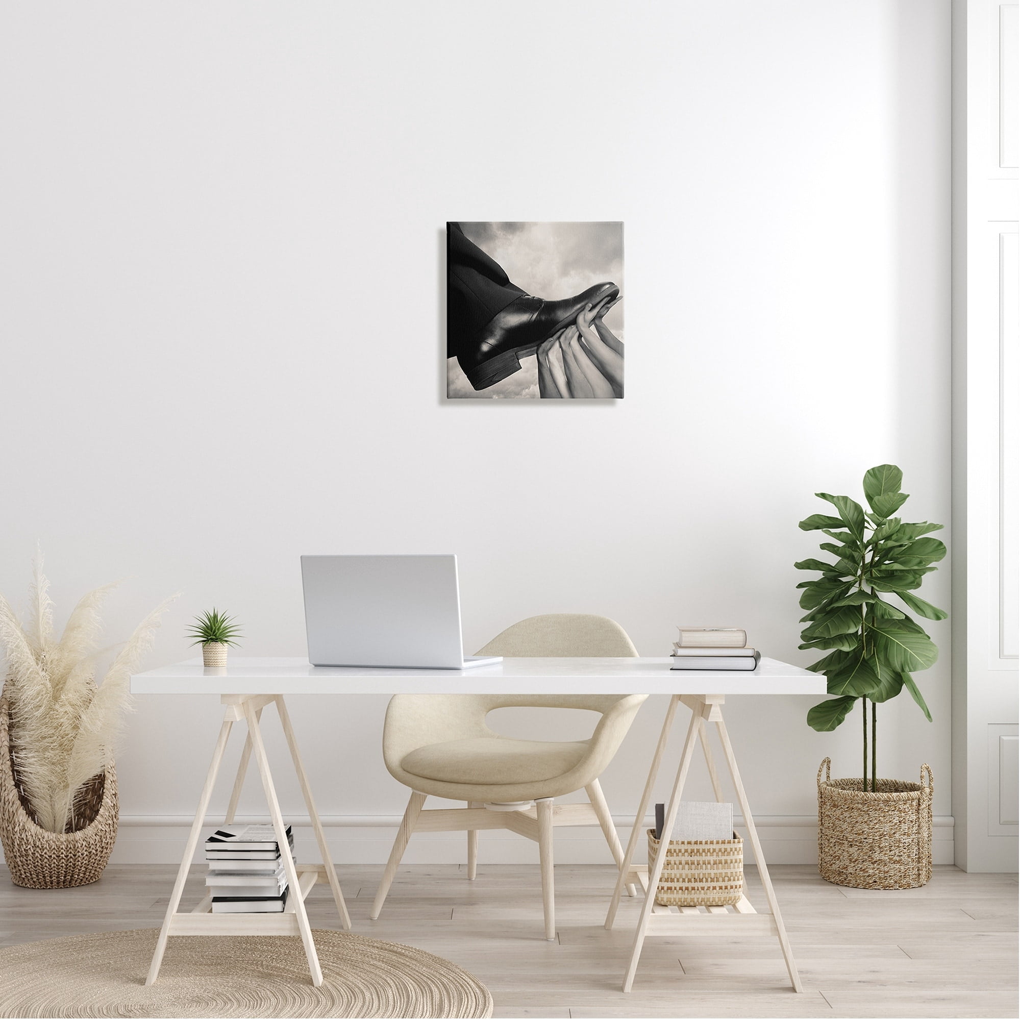 Stupell Industries Hands Holding Dress Shoe Monochrome Photography Clouds Canvas Wall Art, 30 x 30, Design by Tommy Ingberg