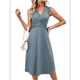 thumbnail image 1 of Vestido de Verano para Mujer, Cruzado, con Escote en V, Sin Mangas, Acampanado, Gris Pizarra, Talla XXL, 1 of 9