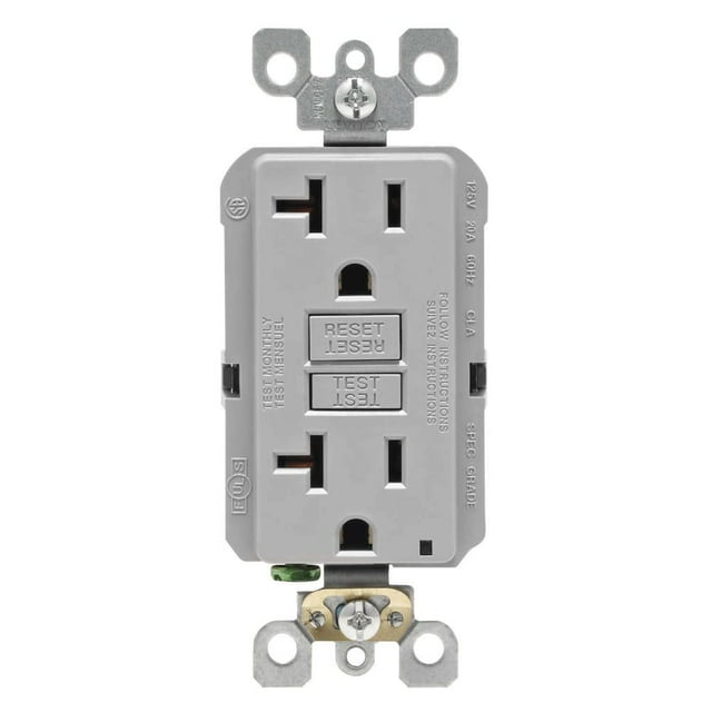 Toma de corriente Leviton R03-GFNT2-KGY GFI 20A Gris