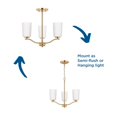 thumbnail image 5 of Adley Collection Three-Light Satin Brass Etched White Glass New Traditional Semi-Flush Convertible Light, 5 of 17