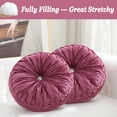 thumbnail image 4 of Velvet Pleated 15-Inch Round Throw Pillow for Home Couch Decorative (Purple, Set of 2), 4 of 6