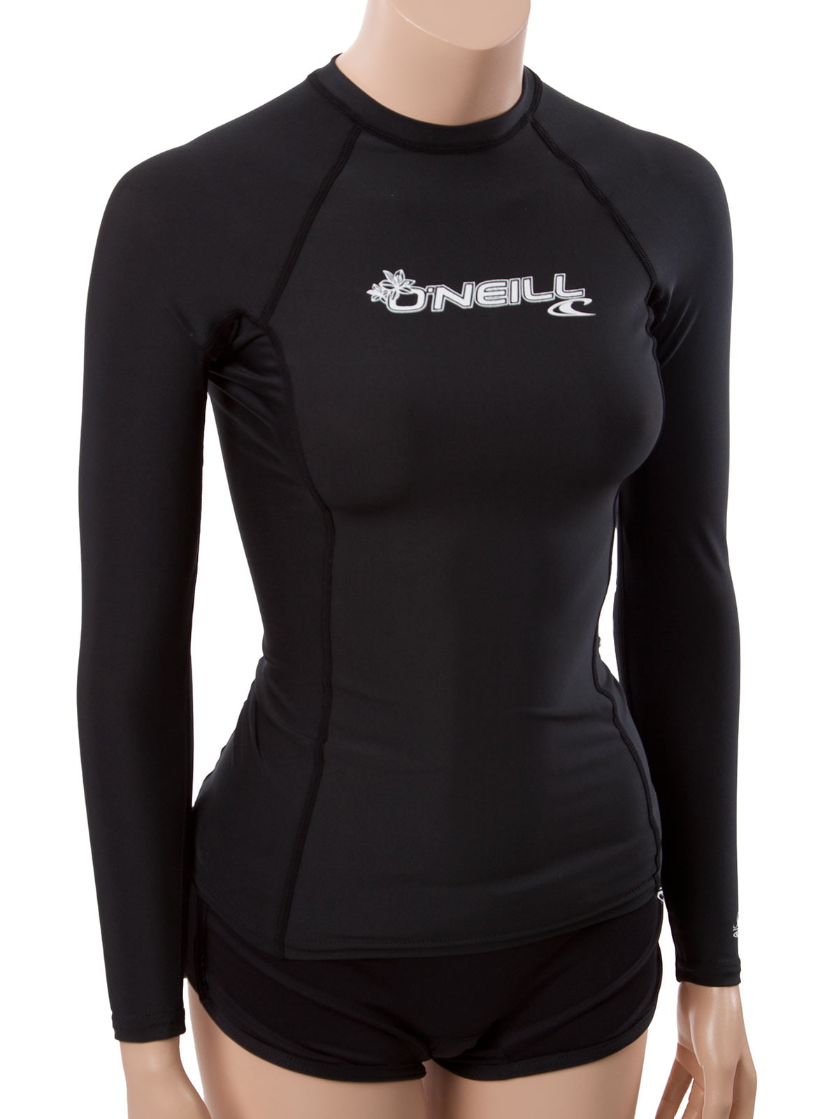 ONeill Wetsuits Womens Basic Skins Long Sleeve Rash Guard Oneill Uv Sun Protection-Black S Small