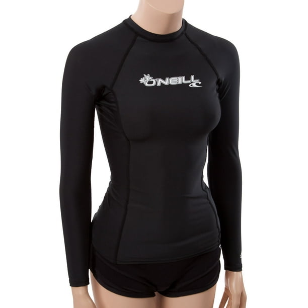 O'NEILL WOMEN'S BASIC 50+ LONG SLEEVE RASH GUARD Black (3549) , Size 2XL