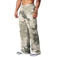 thumbnail image 4 of Hsovts Men's Athletic Open Bottom Relaxed Fit Camo Sweatpants Lounge Fashion Straight Leg Elastic Waist Workout Relaxed Fit Trousers Running Pant with Pockets Army Green M, 4 of 7