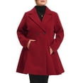 thumbnail image 1 of Agnes Orinda Women's Plus Size Coat A Line Notched Lapel Double Breasted Long Peacoat with Pockets 1X Burgundy, 1 of 6