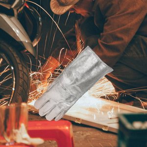 CATIEBYE 2Pcs Gants métallisés Gants de travail respirants en aluminium d'argent pour la sécurité des travailleurs