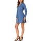 thumbnail image 4 of Vestido de mezclilla para mujer, con botones, cuello tipo polo, escote en V, manga larga, corte A, vestido de algodón de mezclilla, talla XS, azul claro, 4 of 7