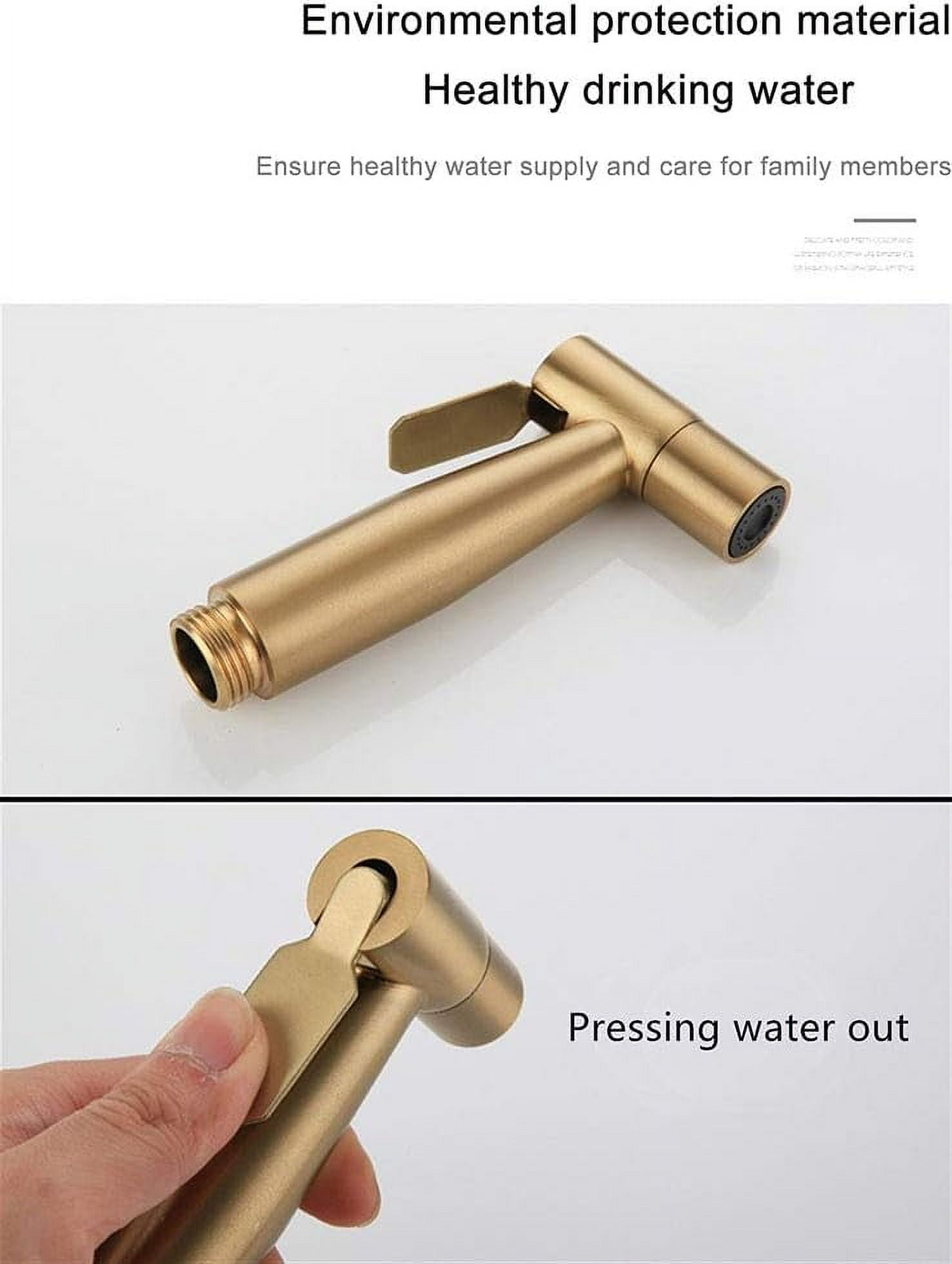 Bidet Sprayer Kit for Personal Hygiene, Rotatable Nozzle Stainless Steel Multipurpose Use For Pet Bath Bathroom Easy To Install With T-Adapter (Gold)