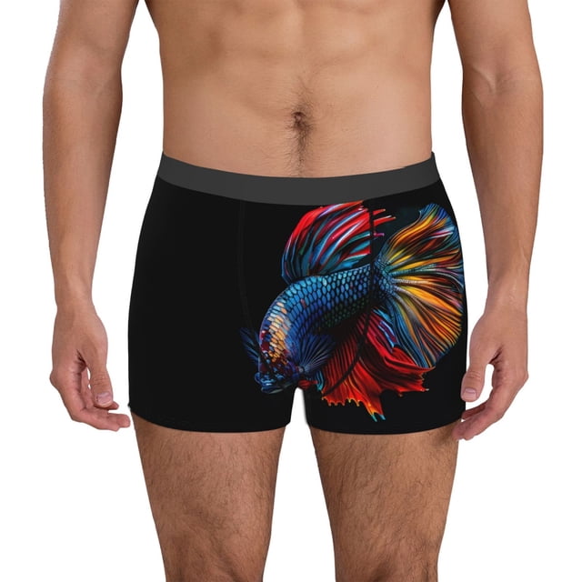 Balery Colorful Betta Fish Calzoncillos bóxer para hombre, ropa interior de algodón suave y transpirable con cinturilla de nailon-Small
