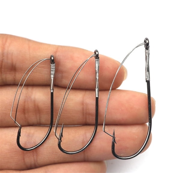 50PCS Weedless Barbed Fishing Hook Wacky Rig Hook High Carbon Steel 1/0-3/0