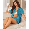 thumbnail image 2 of Ekouaer Womens Pajama Sets Button Down Lounge Set 2 Piece Loungewear Soft Sleepwear Short Sleeve Pjs with Pockets, 2 of 6