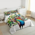 thumbnail image 3 of Manfei Colorful Cute Peacock Queen Comforter Set,Zoo Animal Bedding Sets,Oil Painting Aesthetic Bedding Comforter Set For Girls Kids,Luxury Bedroom Decor Reversible,3-Piece, 3 of 8