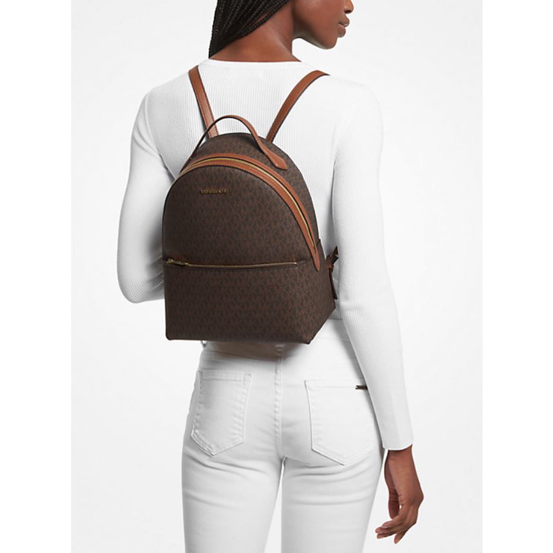 Michael Kors Rhea Medium Color-Block Signature Logo Backpack 