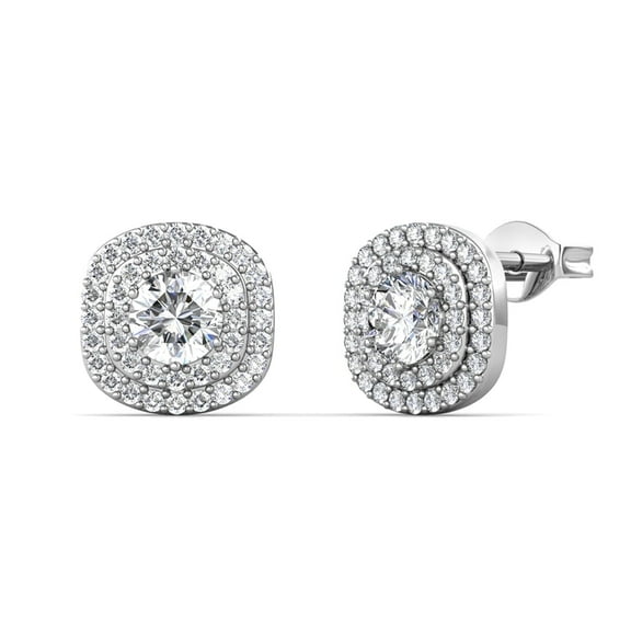Moissanite by Cate & Chloe Lucy 925 Sterling Silver Stud Earrings 0.6TCW for Women, Gift for Her