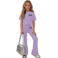 thumbnail image 6 of Fnooota Girls Summer Outfit Sets Size 10-12, Casual Short Sleeve Graphic Kids' Clothing Sets Girls' 2 Piece Sets Purple Size 10, 6 of 6