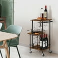 thumbnail image 6 of 3-Tier Rustic Bar Cart with Wheels – Mobile Drink & Wine Serving Cart with Glass Holder for Kitchen, Living Room, Dining Room, 6 of 8