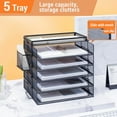 thumbnail image 3 of 5 Tray Paper Organizer, Iron Wire Mesh 5 Tier Letter Tray with Top Box for Storage, 3 of 7