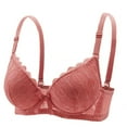 thumbnail image 2 of Fatuov Lace Wire Bras for Women Supportive Solid Color Full Coverage Soft Everyday Bra for Party, Push Up Lightly Lined Bra 34A, Red, 2 of 3