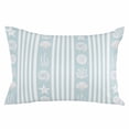 thumbnail image 2 of Sky Blue Striped Coastal Throw Pillow Cover, Pillowcase Protectors with Zipper, Breathable Decorative Lumbar Pillow Case Cover, Nautical Beach Starfish Shell Pillow Shams for Couch Sofa 12x20Inch, 2 of 8