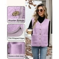 thumbnail image 3 of Reversible Vests Women Fall Sleeveless V-Neck Button up Fleece Vests Jackets with Pockets for Fall Winter Outerwear, 3 of 6