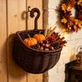 thumbnail image 5 of Leodye 1PCS Imitation Rattan Hanging Basket Dual Purpose Flower Planter and Fruit Vegetable Storage Organizer for Farmhouse Living Room Corridor Decor -6.89x5.51x4.33in, 5 of 6