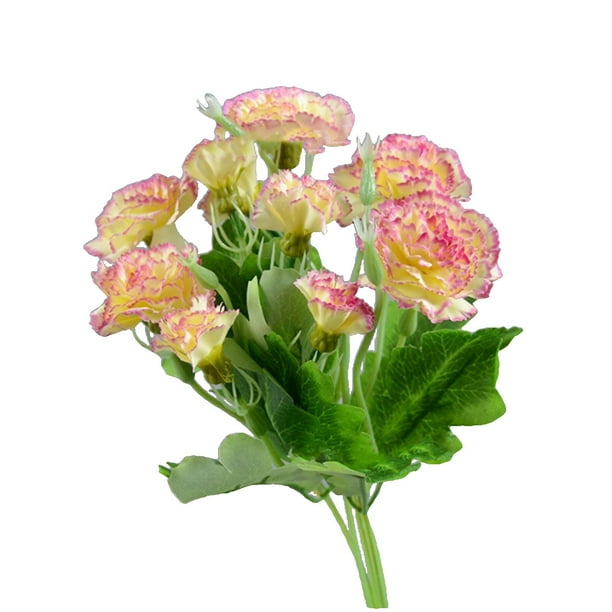 Flores Artificiales para la Decoración Ramo de Claveles de Plástico, 5 Tenedores 10 Claveles Rosa Caliente Impermeable a Prueba Del Desvanecimiento de la Decoración Del Hogar Flores de Plástico para L