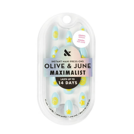 Olive & June Instant Mani Maximalist Medium Almond Press-On Nails, Fun Zone, 42 Pieces