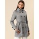 thumbnail image 4 of Abrigo de invierno con cinturón y bolsillos con doble botonadura y cuello alto para mujer gris M, 4 of 7