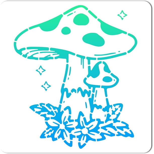 Plantillas de diseño de hongos grandes de 30 x 30 cm, plantillas de dibujo y pintura, plantillas de flores cuadradas de plástico reutilizables, letreros