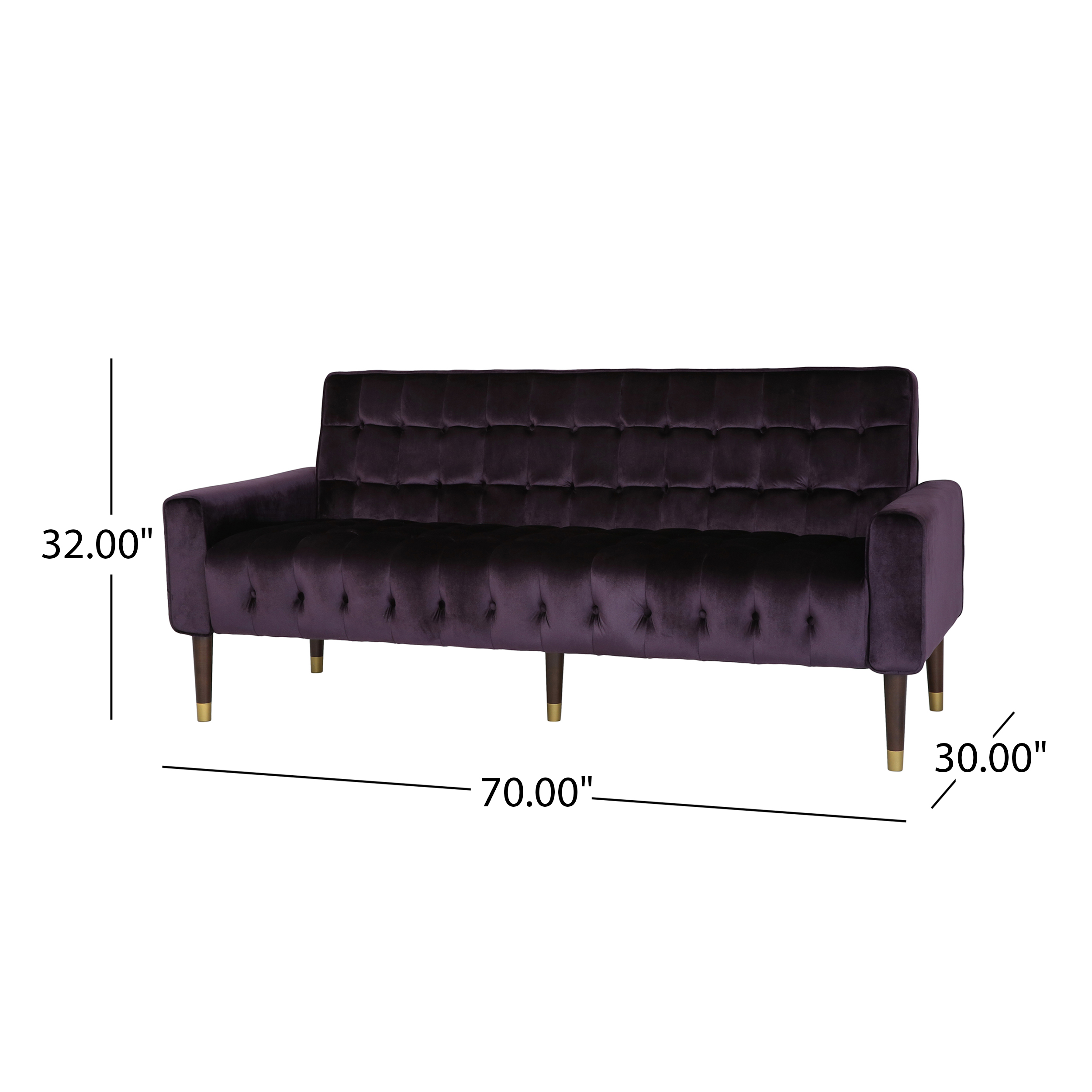 Noble House Gracelynn Tufted Velvet Sofa, Blackberry
