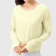 thumbnail image 3 of Jalioing Women's Long Sleeve Athletic Shirt Solid Color Sun Protection Basic Tops Outdoor Sport Tee with Thumb Hole, 3 of 6
