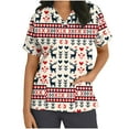 thumbnail image 2 of Holiday Gifts! Titcea Christmas Scrub Tops Women Xmas Printed Short Sleeved V Neck Scrub Tops with Pockets Lightweight Stretchy Working Uniform, 2 of 5