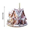 thumbnail image 3 of PPKVUFD 1Pc Acrylic Christmas Gingerbread House Hanging Ornament, 2D Flat Acrylic Gingerbread House Ornaments for Christmas Tree Holiday Party New Year Home Decorations, 3 of 6
