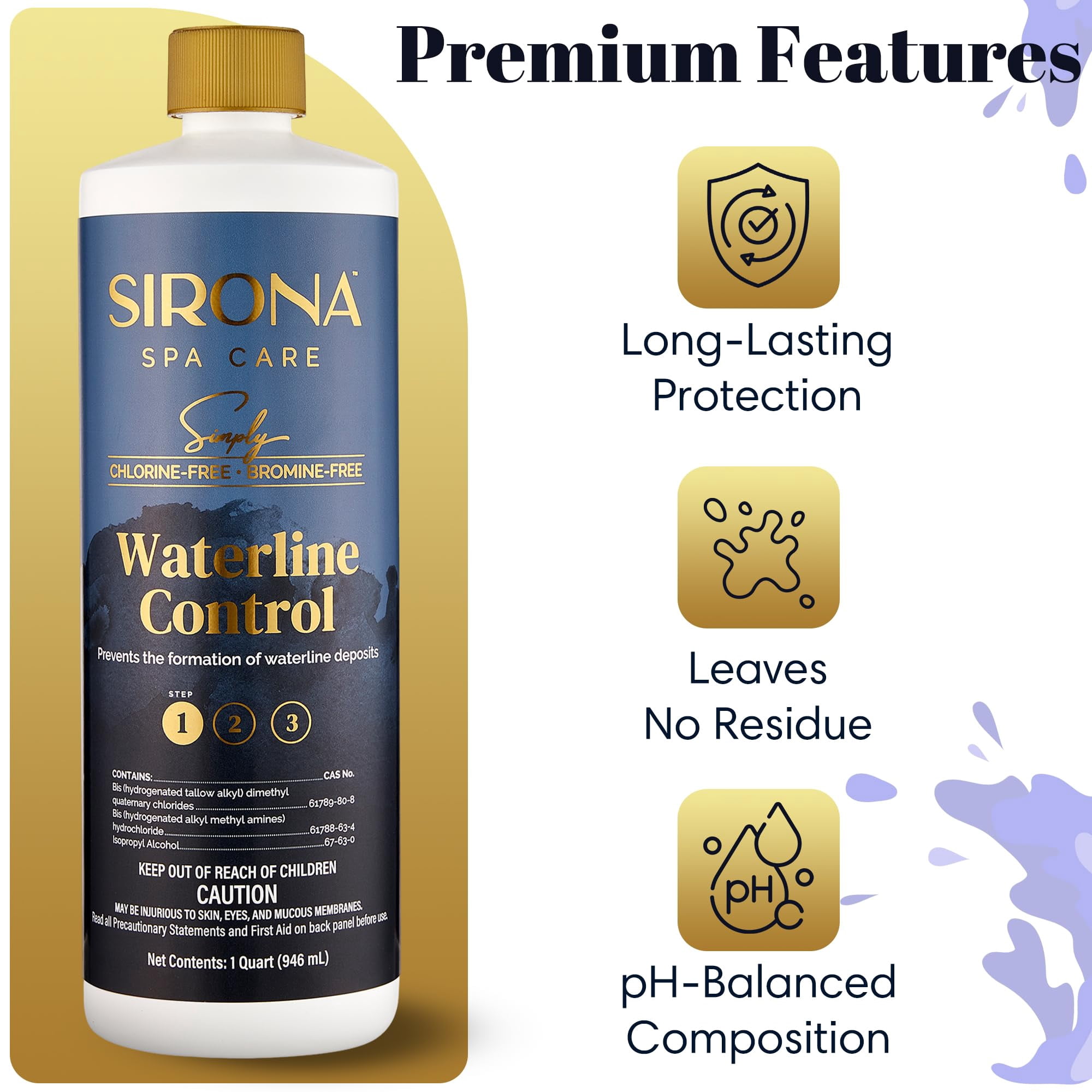 Sirona 82106 Simply Waterline Control 1 Qt - Chlorine-Free & Bromine-Free + QueBuy Pool Log Book