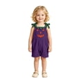 thumbnail image 3 of Gunia Toddler Girls Halloween Outfit Corduroy Casual Romper With Pumpkin Face One Piece Jumpsuit Outfits Purple 3-4 Years, 3 of 7