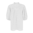 thumbnail image 4 of Jzuxvd Eyelet Tops for Women Summer Tops, Eyelet Blouse for Women Hollow Out Lace Top Embroidered Blouses, V Neck Button Puff Sleeve White S, 4 of 5