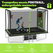 8X12FT Rectangular Trampoline with Enclosure Net, SEGMART Big Outdoor Rectangle Trampoline with Basketball Hoop, Large Square Trampoline 1322LBS Weight Capacity with Storage Bag for Kids, Adults