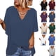 thumbnail image 4 of Top de gasa fluido con cuello en V Ticfox informal para mujer azul real M, 4 of 6