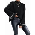 thumbnail image 5 of Women'S Long Sleeve High Neck Sweater Casual Loose Sweater Split Ribbed Knit Pullover Tops, 5 of 10