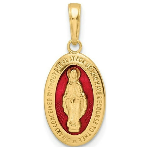 14K Yellow Gold Miraculous Oval Religious Medal Pendant ( No Chain) for Women