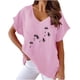 thumbnail image 1 of Camisetas de Cuello en V Mujeres Impresas Manga Corta Camiseta Casual, Ligera Y Básica de las Mujeres Camisetas Casuales, 1 of 4