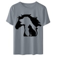 thumbnail image 4 of Camiseta de manga corta con estampado de animales y cuello redondo suelto a la moda de verano para mujer Pompotops hfajkhk134422, 4 of 6