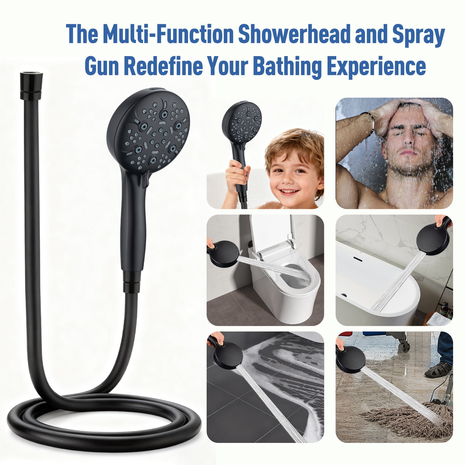 Joyrain Multi-angle adjustable showerhead& Handheld High-pressure 8 Spray Modes Shower Head, Rain Shower Combination with Multifunctional Adjustable Extension Arm