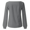 thumbnail image 4 of QLEICOM Women Plus Size Long Sleeve V Neck T Shirts Basic Tee Tops Summer Solid Pullover Blouse Tops Gray 4XL, US Size:16, 4 of 6