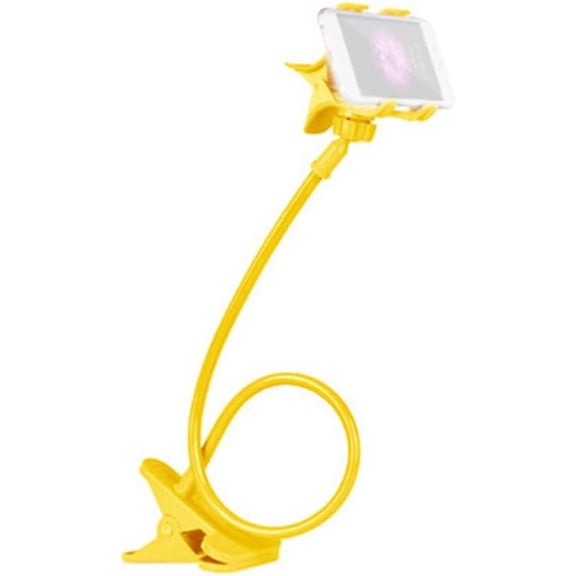 Gooseneck Phone Holder for Desk & Bed – 360° Adjustable Clamp Mount with Flexible Arm – Hands-Free Stand for Cell Phone – Yellow(1Pcs, B)