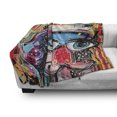thumbnail image 3 of Art Soft Flannel Fleece Throw Blanket, Grafitti Sketchy Style Colorful Painting Human Like Face Dog Animal Image Print, Cozy Plush for Indoor and Outdoor Use, 60" x 80", Multicolor, by Ambesonne, 3 of 6