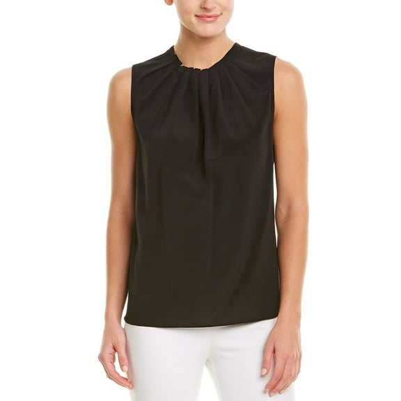 Michael Kors womens  Collection Silk-Blend Top, 0, Black