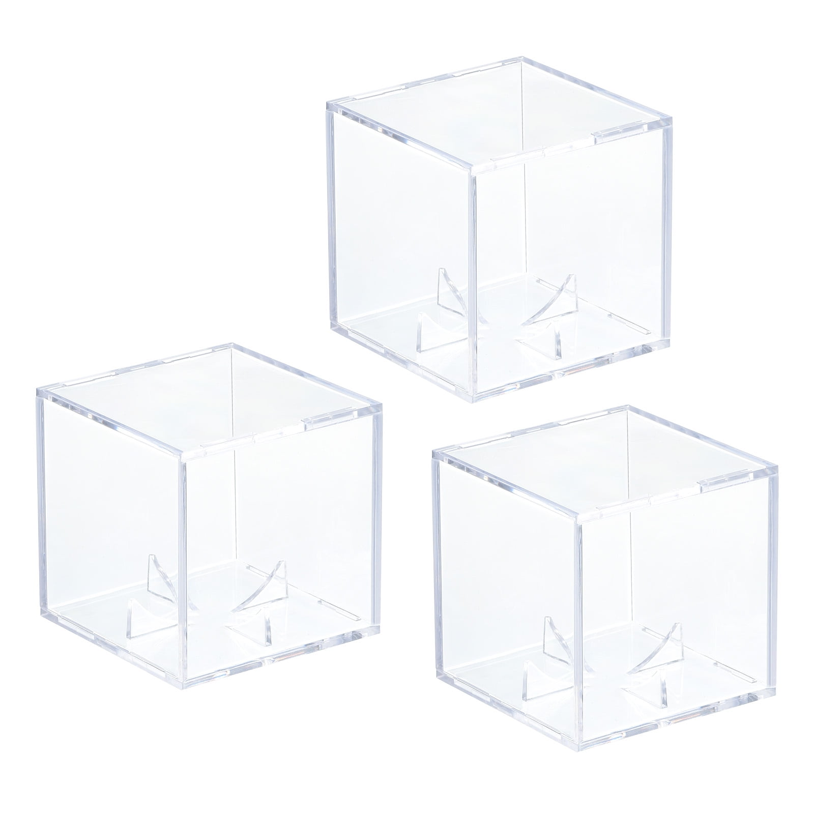 Boîte De Présentation Baseball En Acrylique Transparent Avec Base Bois - Vitrine Cube Pour Balle Autographiée