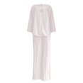 thumbnail image 2 of Pyhlmscde Women's 2024 Four Seasons Solid Color Three Quarter Sleeve Trousers V Neck Solid Color Cotton And Linen Casual Suit, Lounge Sets for Women, Two Piece Sets for Women Beige XL, 2 of 4