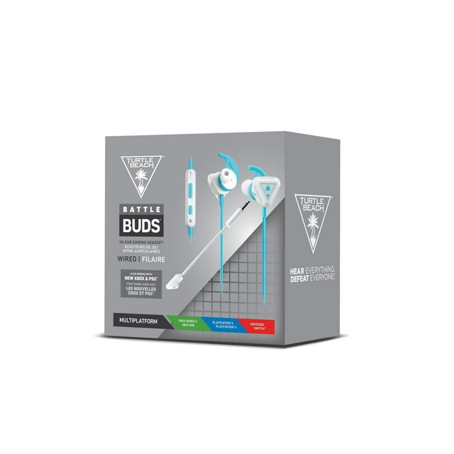 Turtle Beach® Battle Buds™ In-Ear Gaming Headset White/Teal - Mobile, Nintendo Switch™ Xbox Series X, Xbox Series S, Xbox One | PS5™, PS4™, & PS4™ Pro | PC2 & Mac®